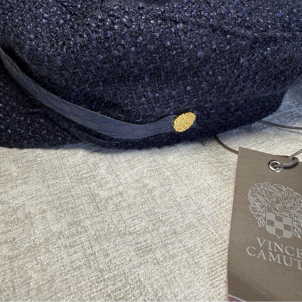 Vince Camuto Dark Blue Textured Hat with Gold Accent NWT OS